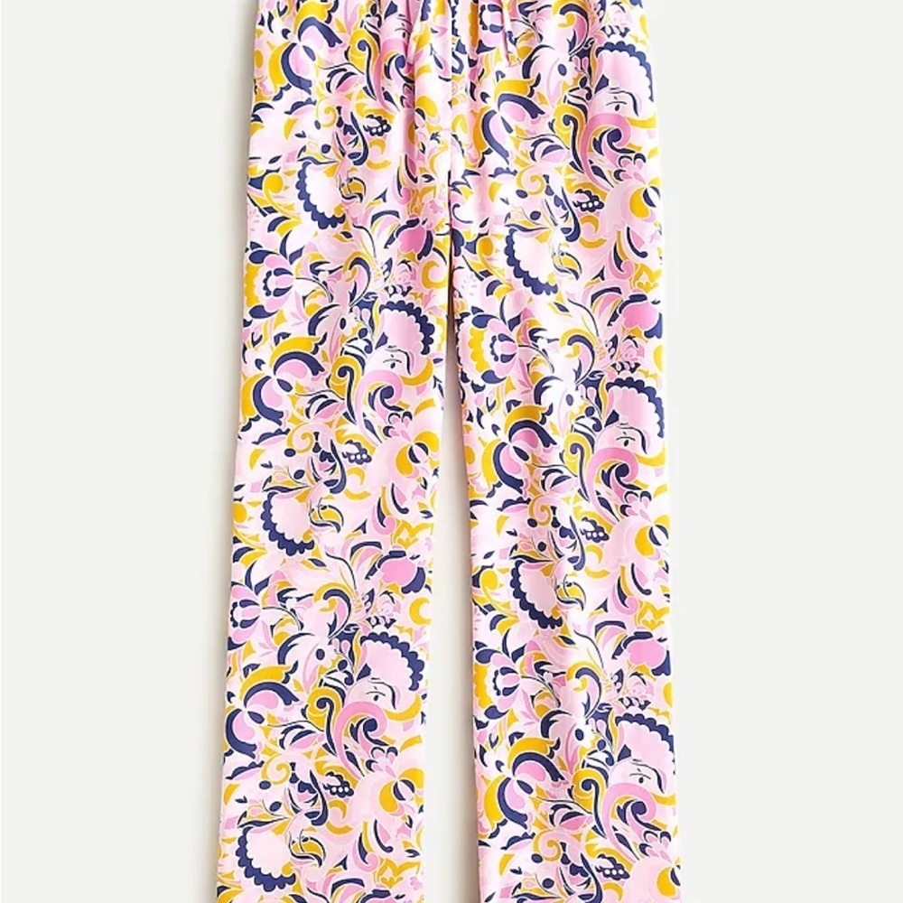 J.Crew Womens Pull-on Silk Pant in Paisley Swirl Size 6 Pink Lined New AM987
